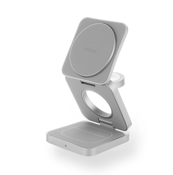 Беспроводное зарядное устройство uBear Balance 3in1 Magnetic wireless charger, серебристый, без провода