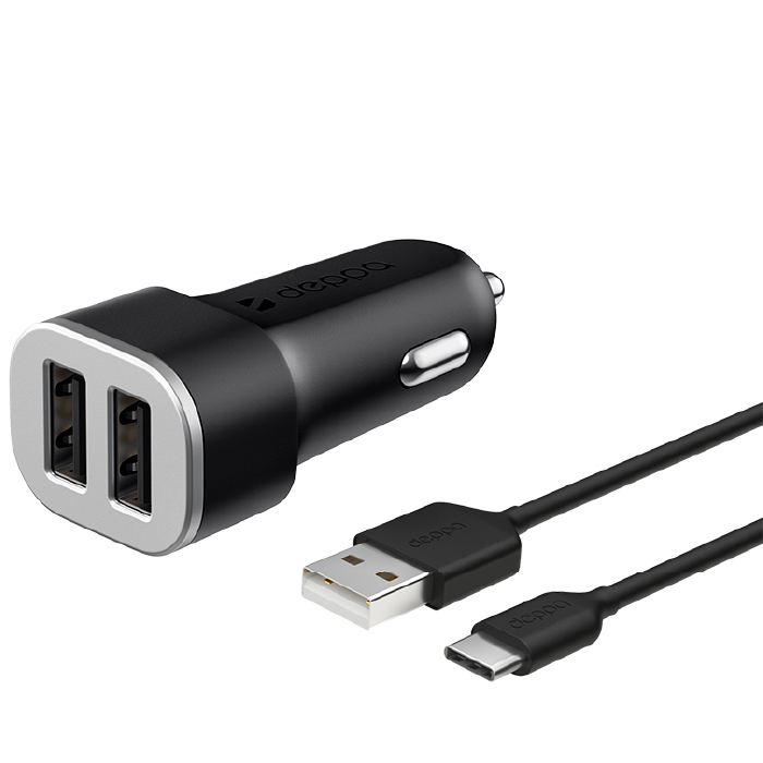 Автомобильное зарядное устройство Deppa Ultra USB-A + кабель Lightning MFI, 5W, черный