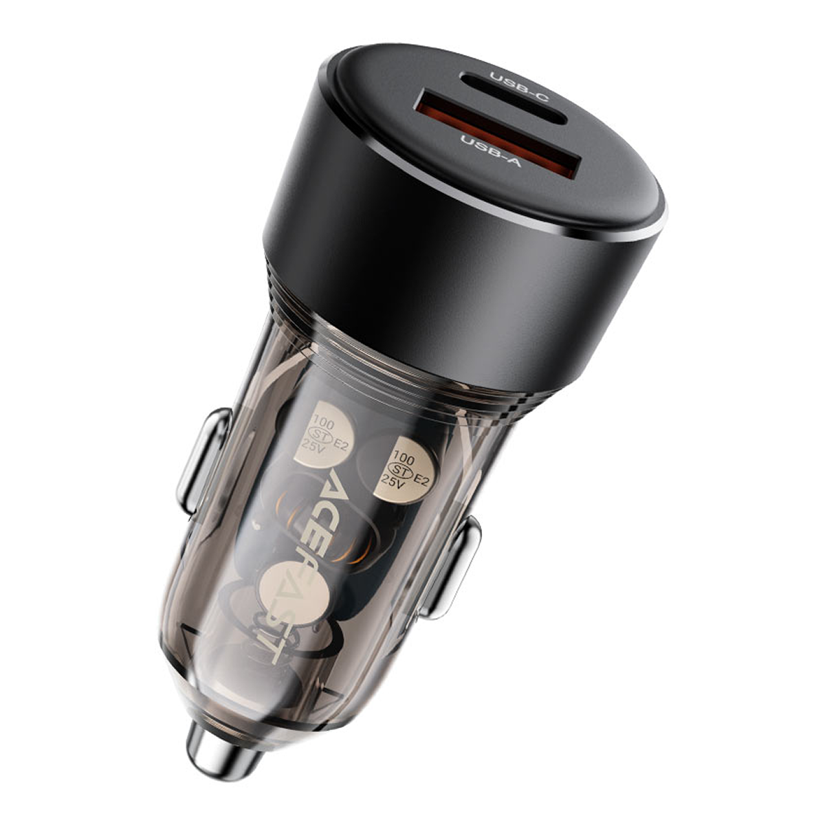 Автомобильное зарядное устройство Acefast B12 60W (USB-A+USB-C) dual-port car charger, Black