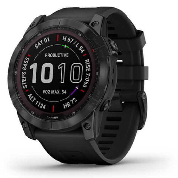 Умные часы Garmin Fenix 7X Sapphire Solar Black DLC Titanium Whit Black Band