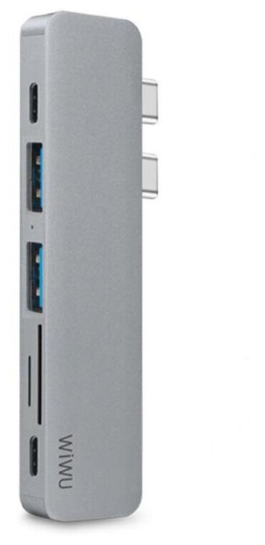 Адаптер WIWU  T8 7 in 1 Dual Type C -> 2х USB 3.0 Hub, 2х Type C, SD Card, Micro SD Card, HDMI