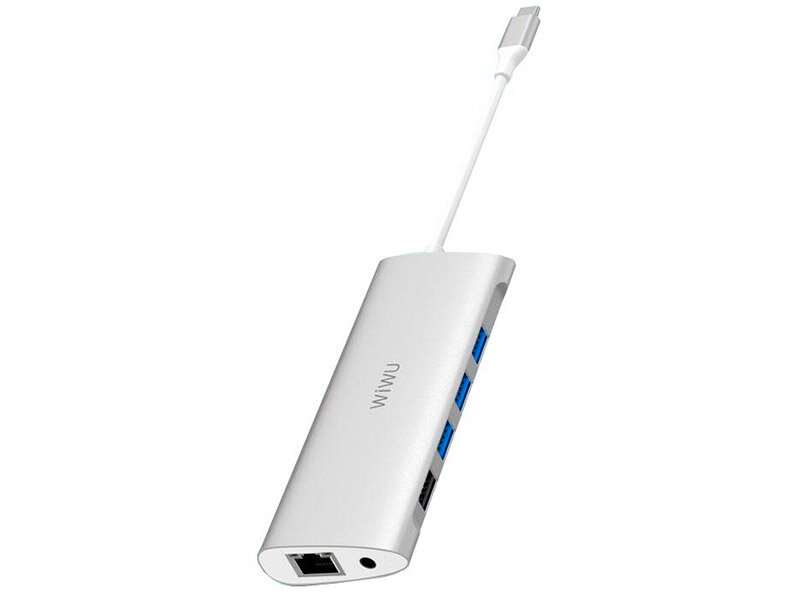 Адаптер WIWU 11 in 1 Type C -> 3х USB 3.0 Hub, SD Card, TF, 2x HDMI, VGA, RJ 45, PD, 3,5mm