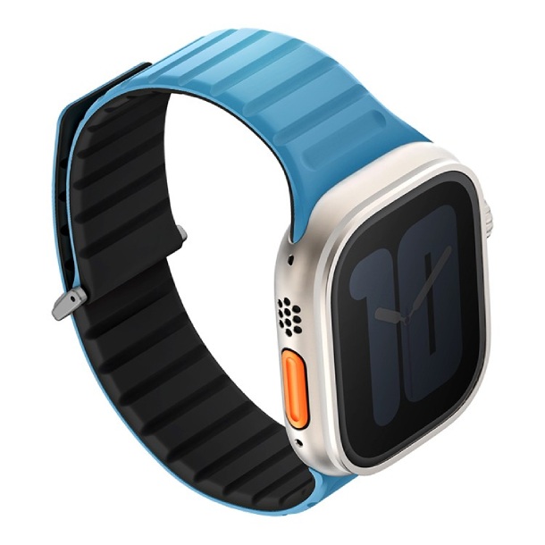Ремешок силиконовый Uniq REVIX EVO для Apple Watch 49/45/44/42MM, (PACIFIC BLUE/BLACK)