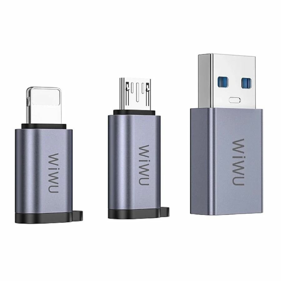 Адаптер-переходники WiWU С031 3 in 1 USB-C-UCB-A, USB-C-MicroUSB, USB-C-Lightning