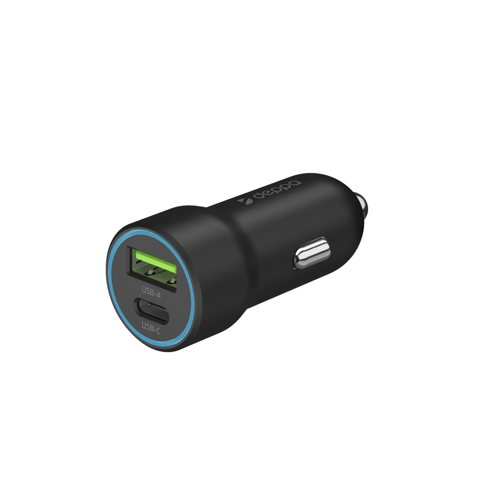 Автомобильное зарядное устройство Deppa USB-A/USB-C, 20W, черный
