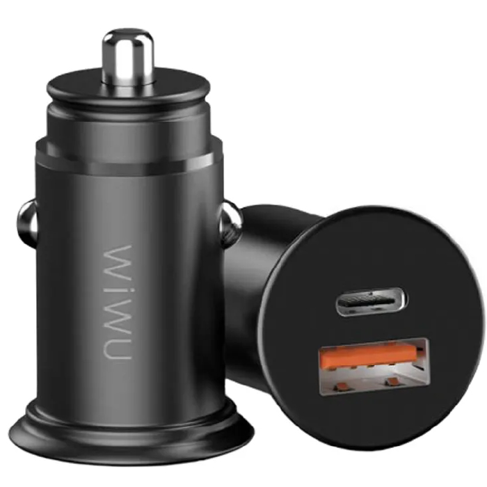 Aвтомобильное зарядное устройство WiWU USB-A/USB-C PC 200, 30W, черный