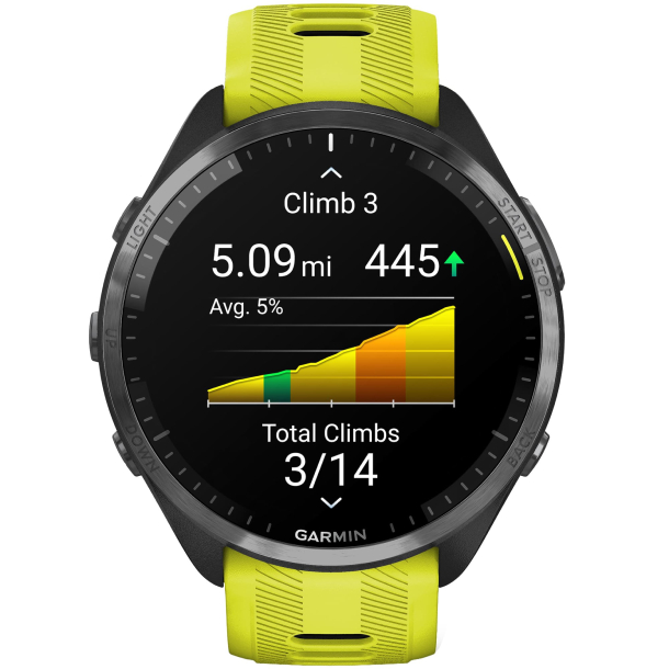 Умные часы Garmin Forerunner 965 Black, Carbon Gray DLC, Titanium Bezel, Yellow Band