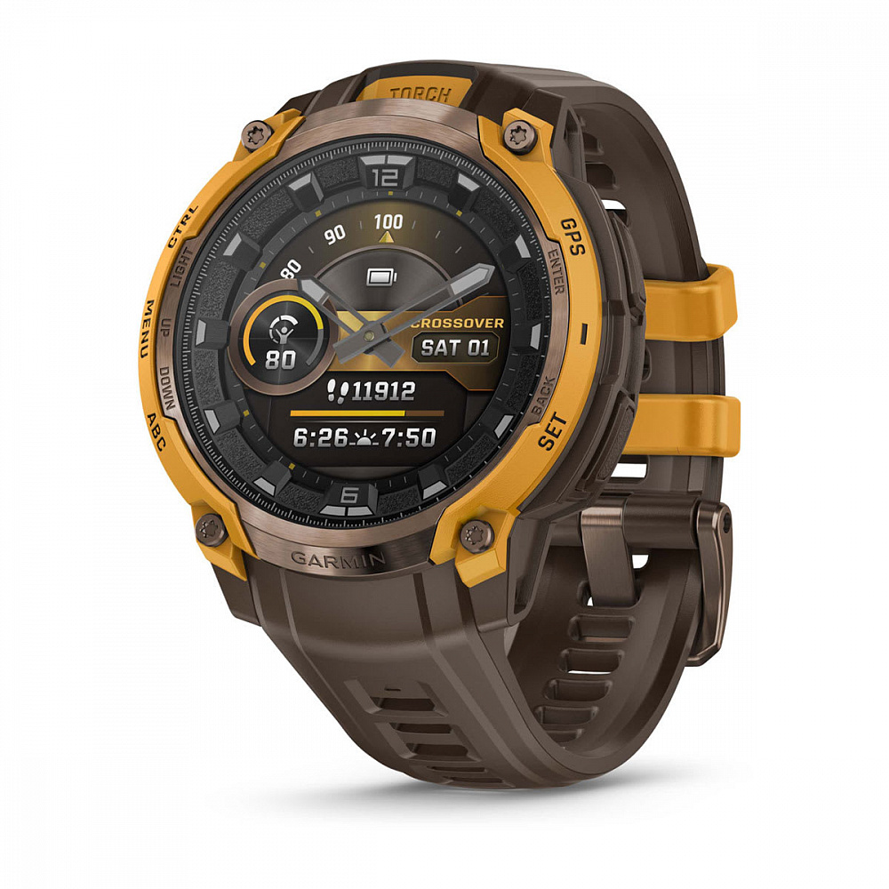 Умные часы Garmin Instinct Crossover Amoled Bronze Sunburst with Cocoa Silicone