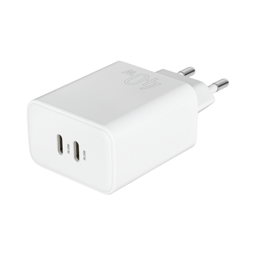 Сетевое зарядное устройство TFN nano, USB-C/USB-C, 40W, белый