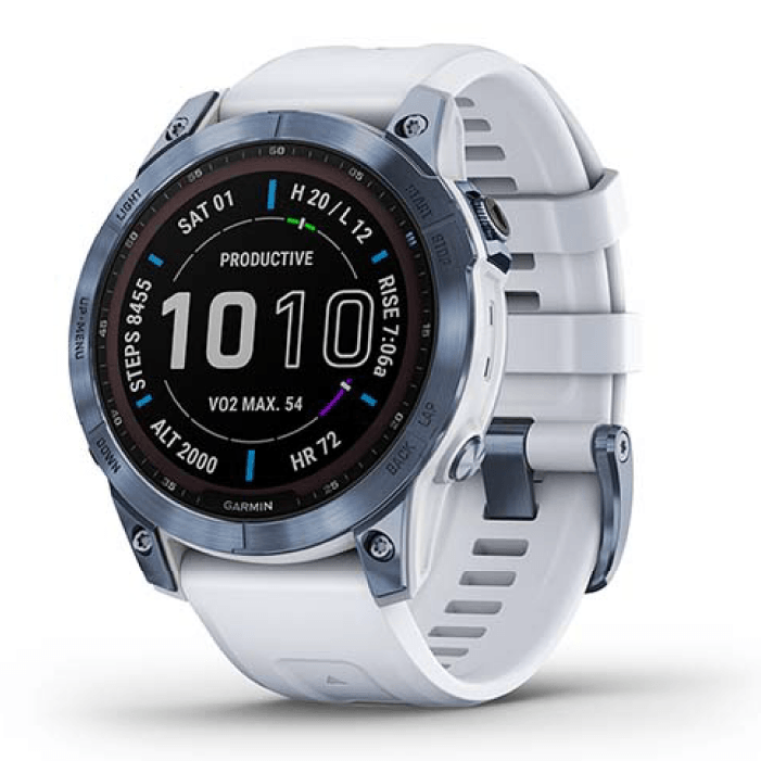 Умные часы Garmin Fenix 7 Sapphire Solar Mineral Blue Titanium Whitestone Band