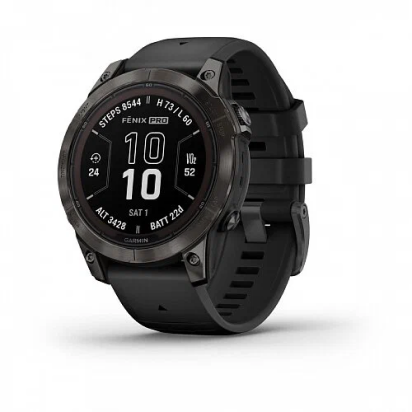 Умные часы Garmin Fenix 7 Pro Sapphire Solar Edition Carbon Gray DLC Titanium with Black Band