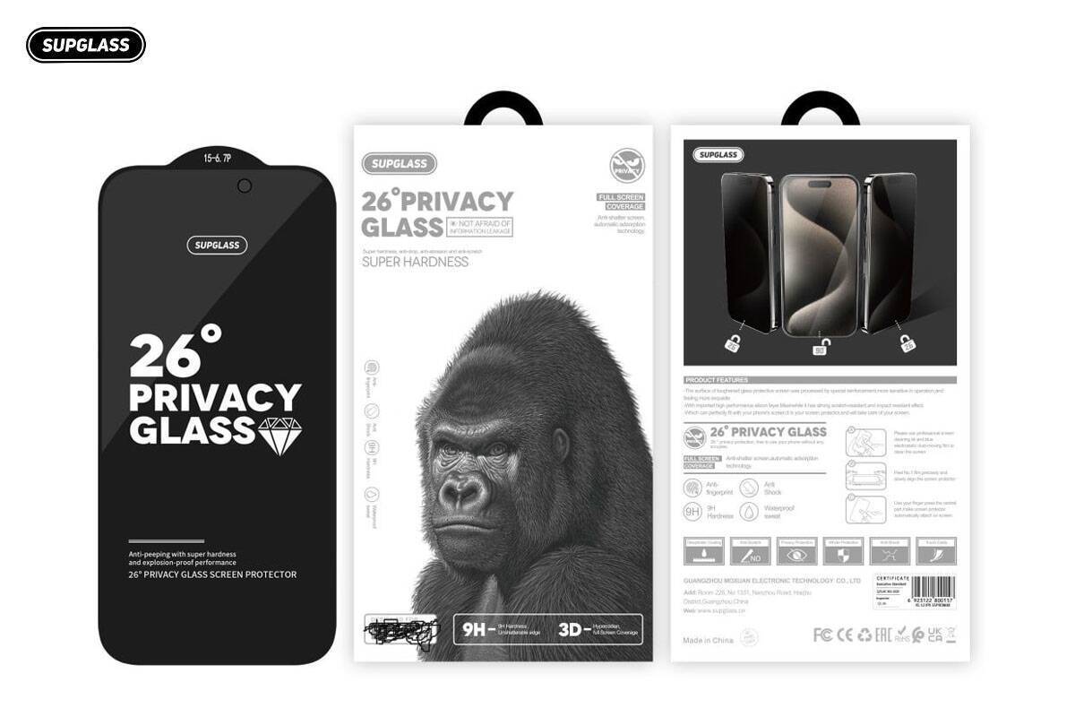 Защитное стекло SupGlass SG-12 Full Screen Coverage 26° Privacy Glass iPhone 17 Air (6.6) Защитное стекло SupGlass SG-12 Full Screen Coverage 26° Privacy Glass iPhone 17 Air (6.6)