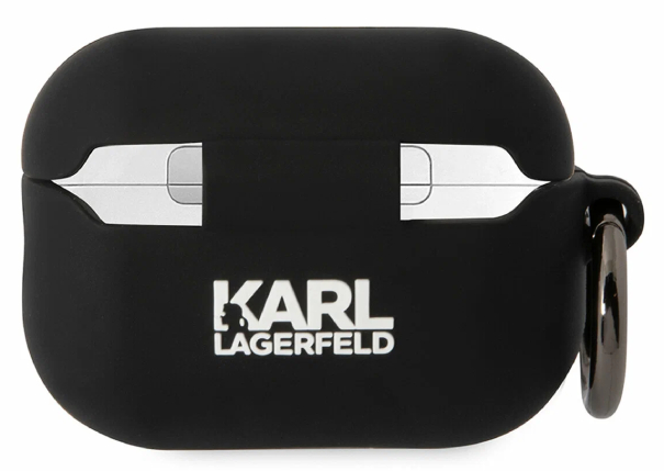 Чехол Lagerfeld для Airpods 2  Silicone case with ring NFT 3D Karl, черный