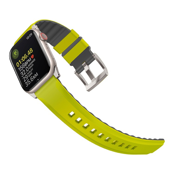 Ремешок Uniq для Apple Watch 49/45/44/42 mm Linus Airosoft silicone strap Lime Green