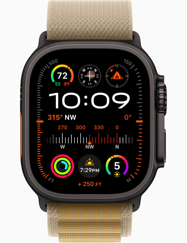 Apple Watch Ultra 2 (2024) GPS, 49 мм, корпус из черного титана, ремешок Alpine Case Tan Alpine Loop Medium