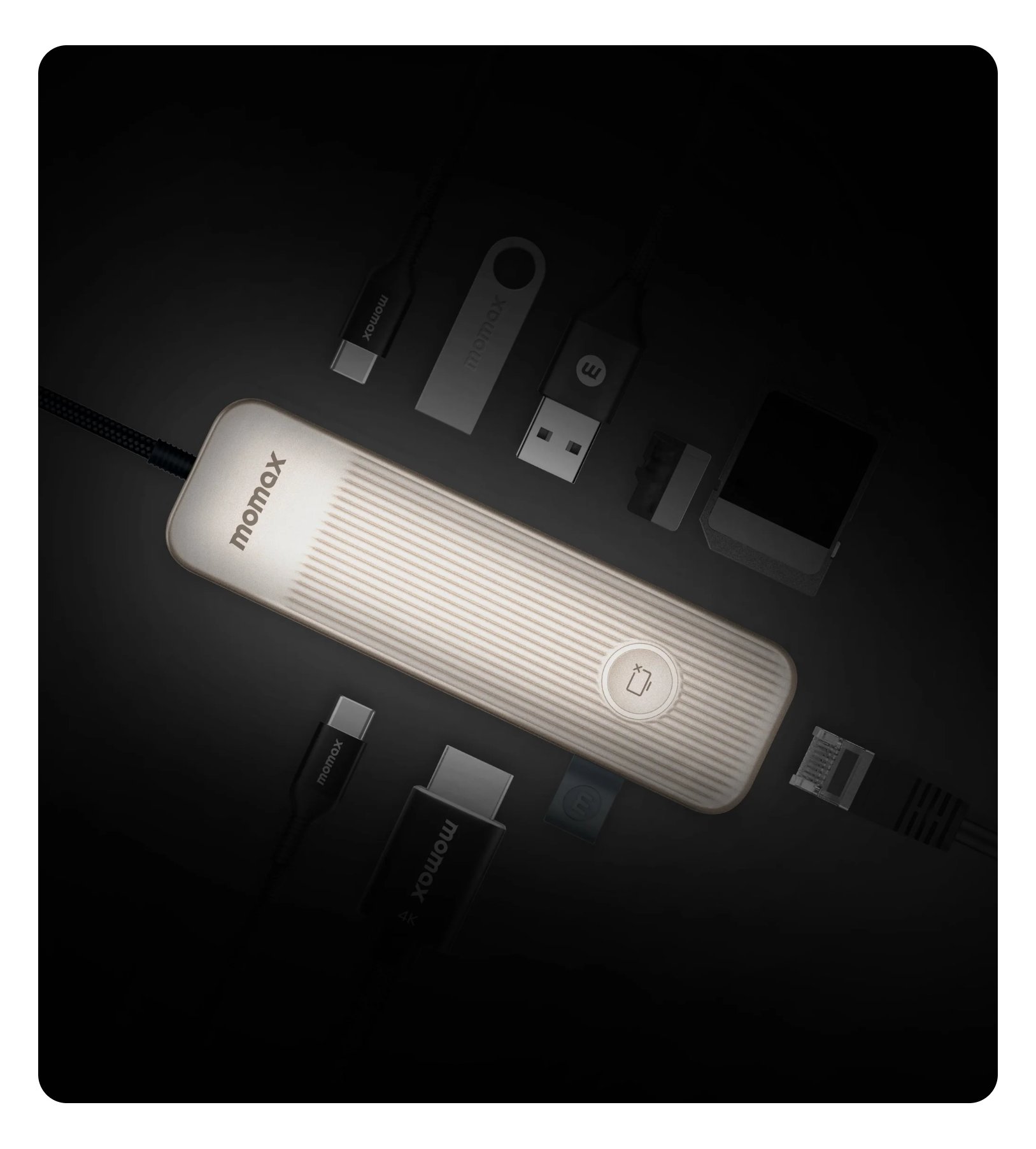Универсальный адаптер MOMAX ONELINK 8 in 1 multi-function USB-C hub (DH18L) titanium