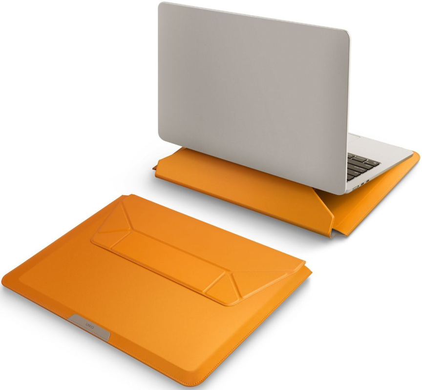 Чехол Uniq для ноутбуков 14" чехол Oslo V.2 PU leather Magnetic Laptop sleeve/foldable stand Mustard