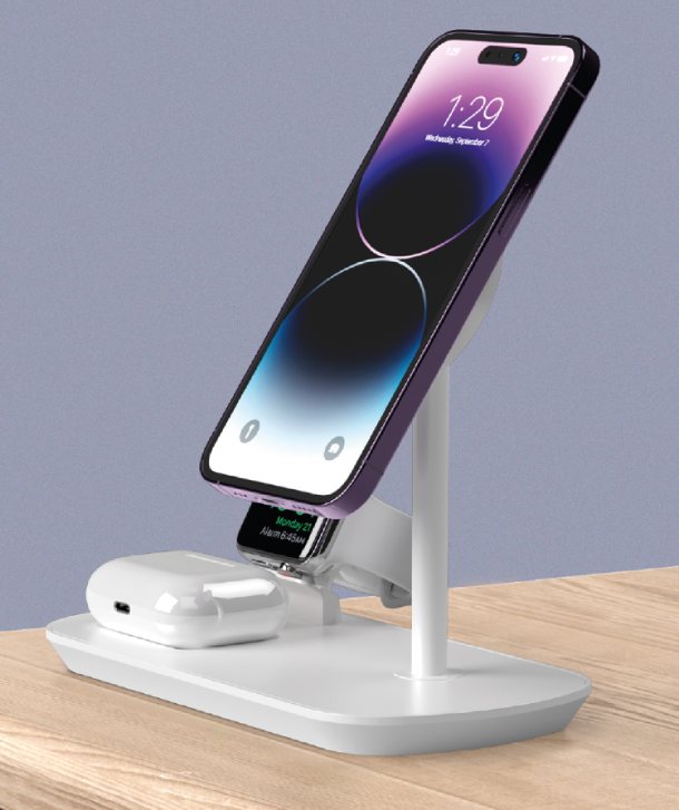 Беспроводная зарядная станция Deppa 3 в 1 MagSafe iPhone, Apple Watch, Airpods, Белая Беспроводная зарядная станция Deppa 3 в 1 MagSafe iPhone, Apple Watch, Airpods, Белая