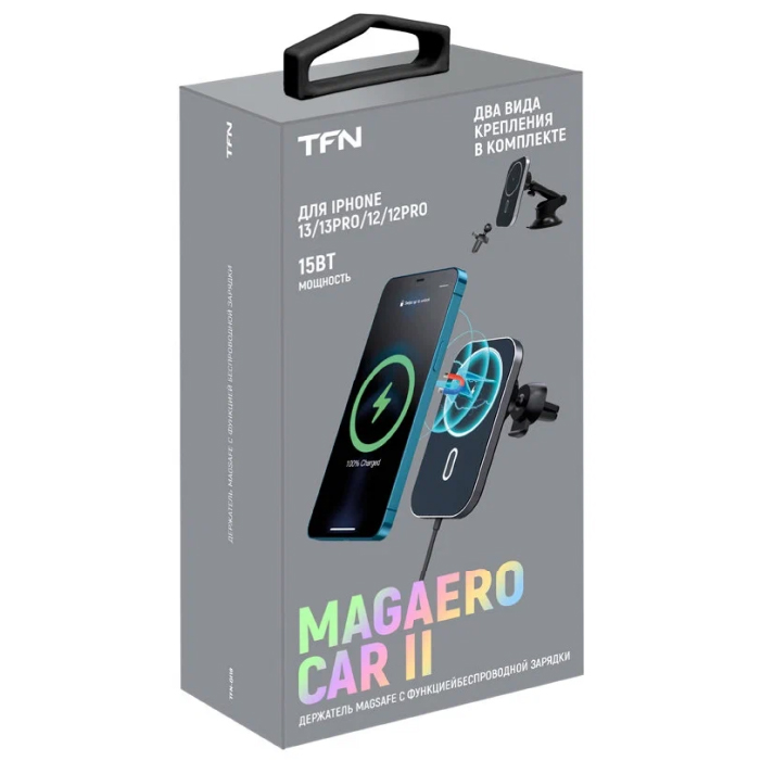 Автомбильное беспроводное зарядное устройство TFN MagAero Car 2 15W, черный