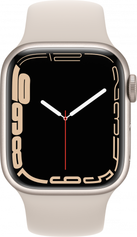 Apple Watch Series 7, 41 мм, корпус из алюминия цвета «сияющая звезда», спортивный ремешок «сияющая звезда» (MKMY3) - Б/У