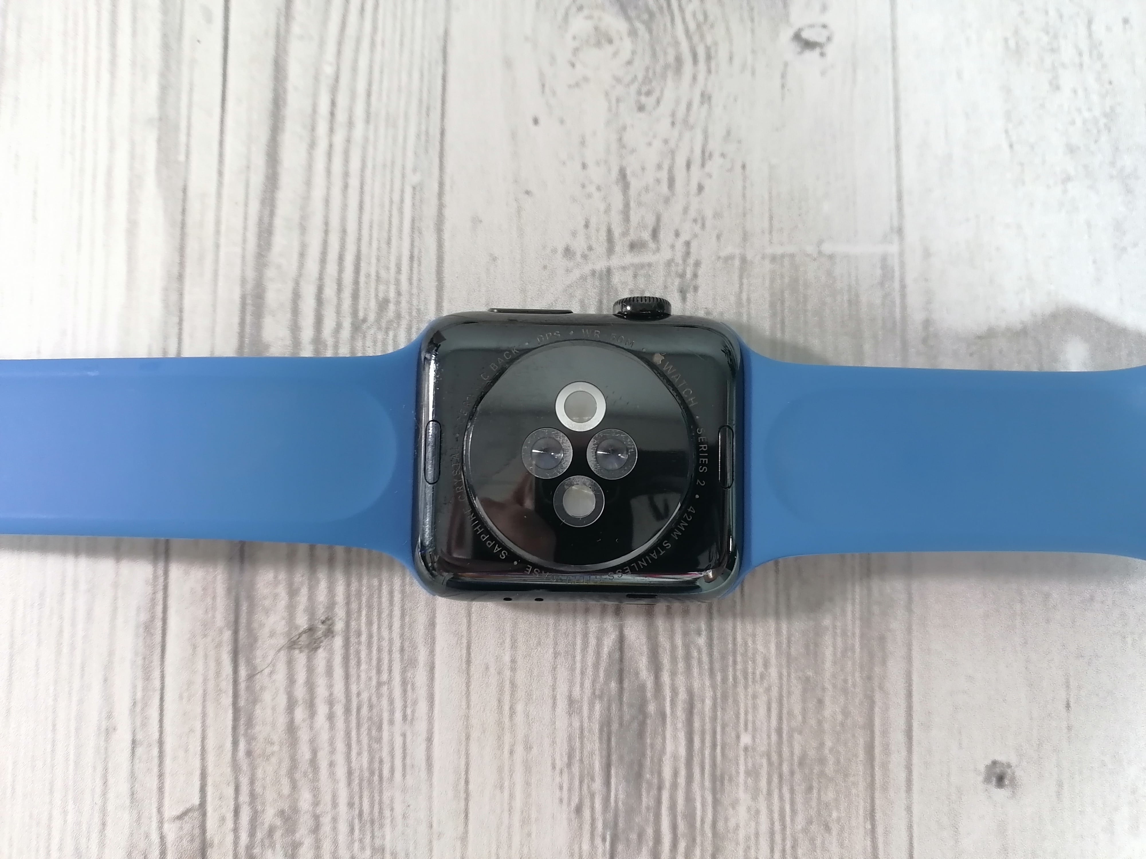 Apple Watch Series 2, 42мм, черная сталь + сапфир спортивный ремешок чёрного цвета - Б/У