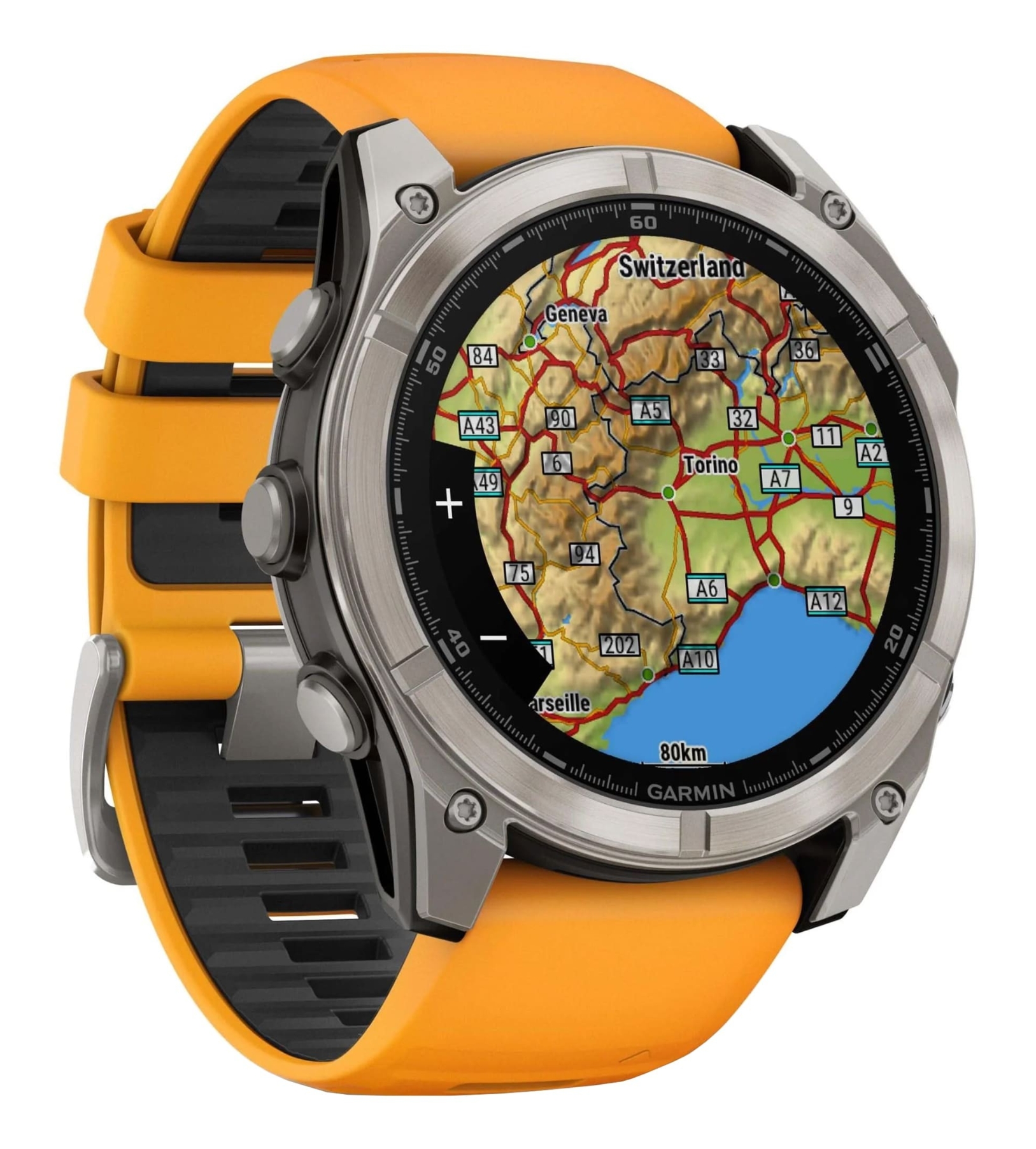 Умные часы Garmin Fenix 8, 51 мм, AMOLED, Sapphire Titanium with spark Orange/Graphite silicone band