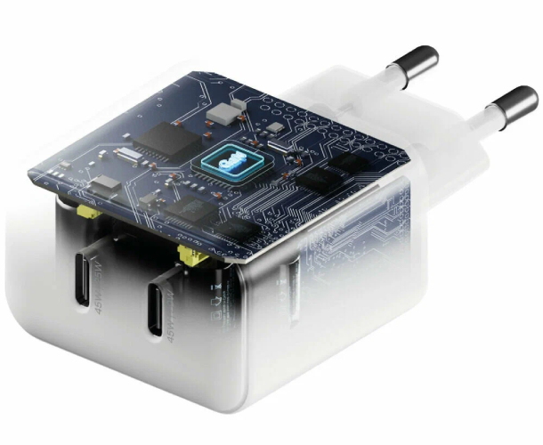 Сетевое зарядное устройство uBear Wall charger Bridge 45W, 2 ports (2 Ports USB-C) , 45W, белый