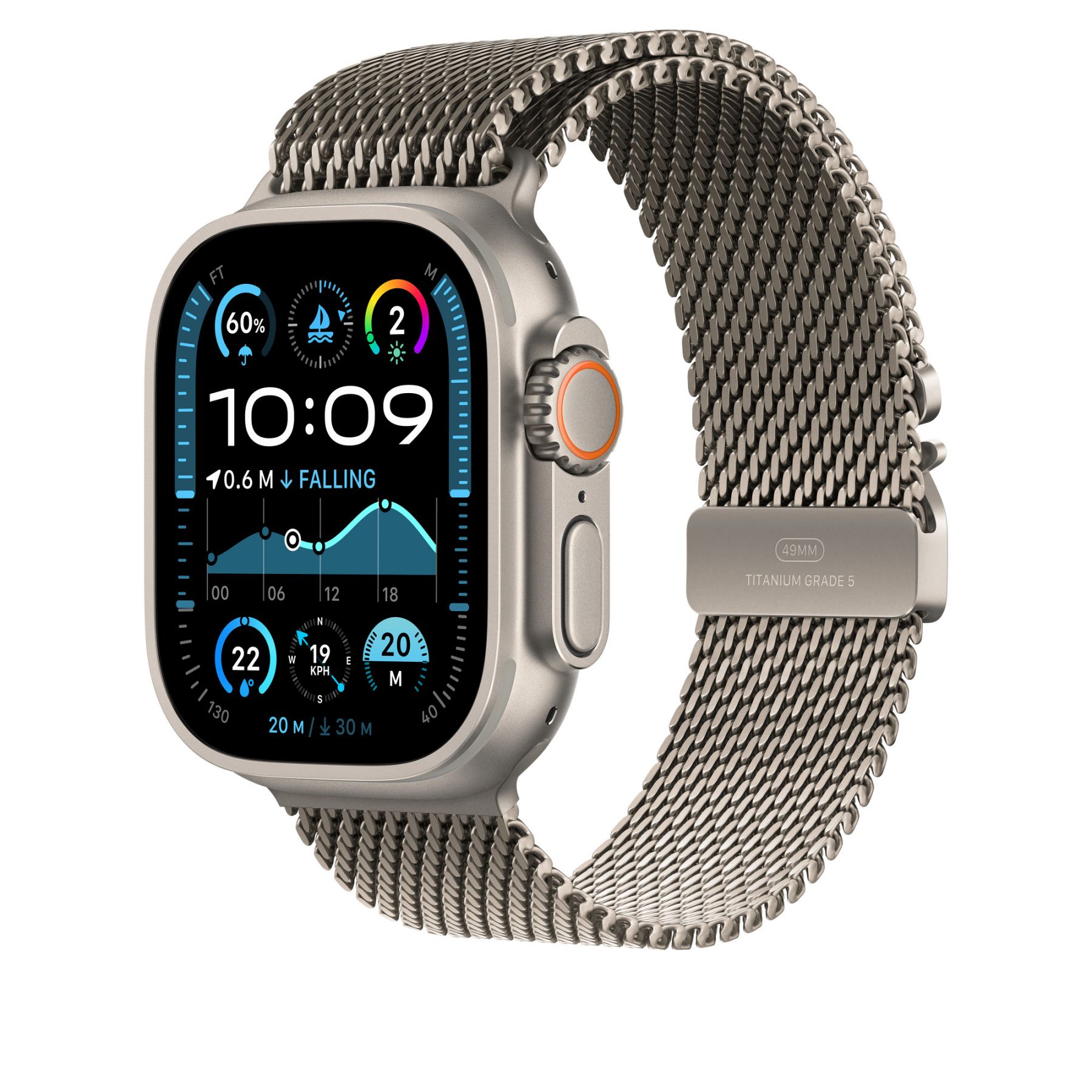 Ремешок Apple для Apple Watch 49mm Natural Titanium Milanese Loop M