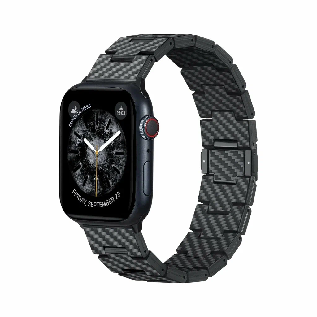 Комплект: браслет PITAKA Carbon Fiber серия Retro для Apple Watch 38/40/41/42/44/45/49 mm + чехол Pitaka для Apple Watch Ultra 49 mm