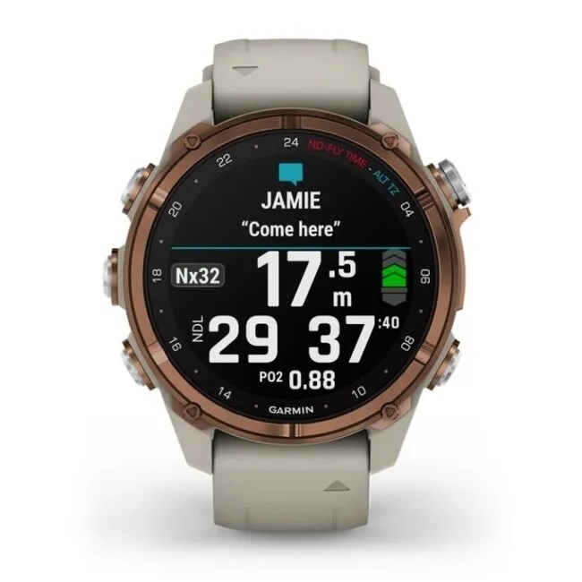 Умные часы Garmin Descent 43mm, SKF12 Titanium Bronze Bezel, PVD, Gray Silicone Band, Dive Computer