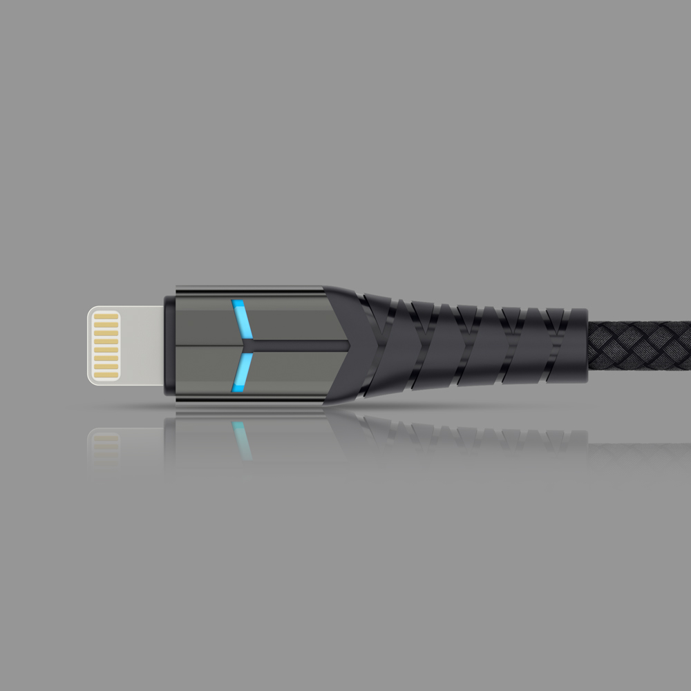 Кабель LED Deppa USB-C – Lightning, 1.2м, черный