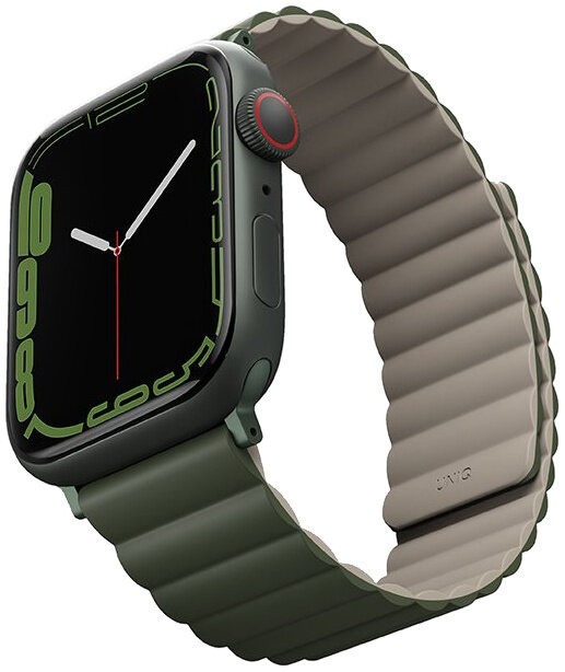 Ремешок силиконовый Uniq REVIX для Apple Watch 49/45/44/42, цвет зеленый/серо-бежевый