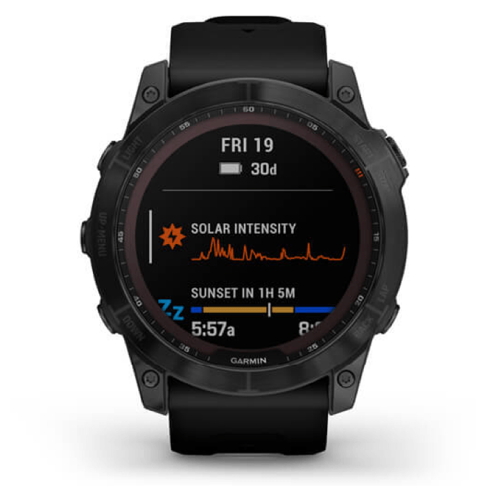 Умные часы Garmin Fenix 7X Sapphire Solar Black DLC Titanium Whit Black Band