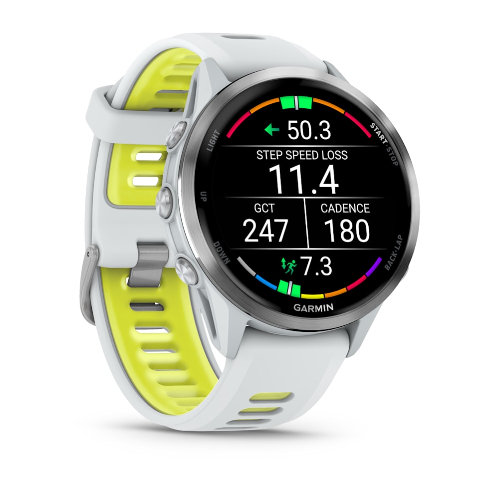 Умные часы Garmin Forerunner 970 Whitestone Titanium Whitestone/Translucent Amp Yellow Silicone