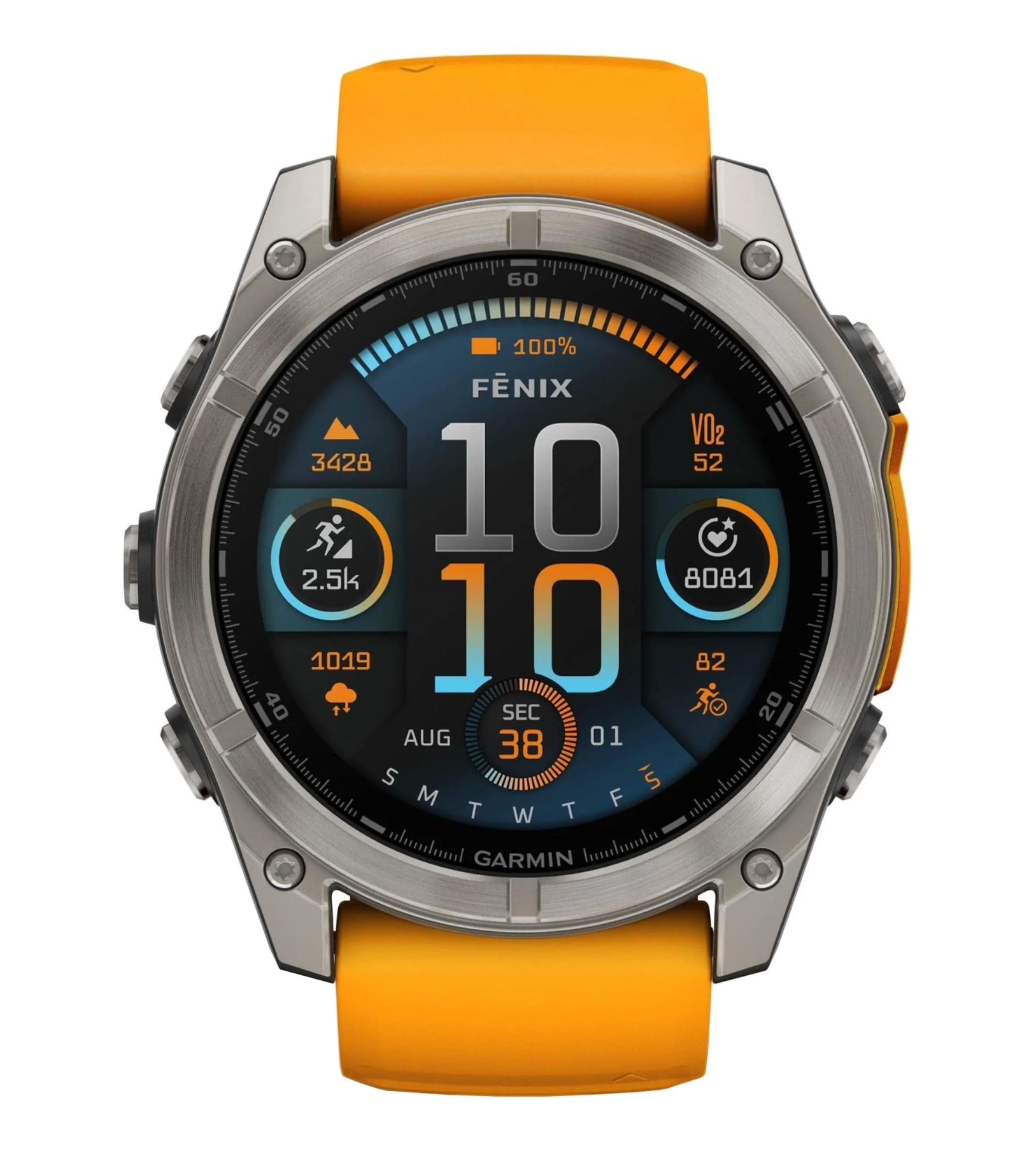 Умные часы Garmin Fenix 8, 51 мм, AMOLED, Sapphire Titanium with spark Orange/Graphite silicone band