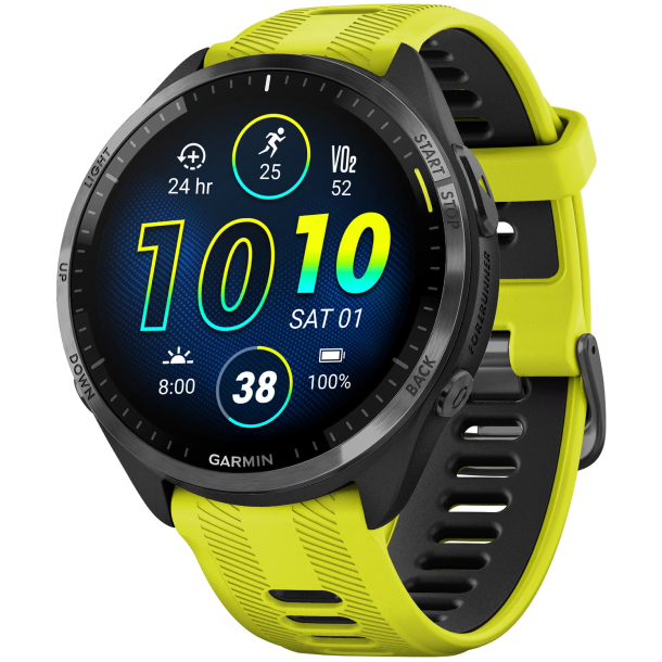 Умные часы Garmin Forerunner 965 Black, Carbon Gray DLC, Titanium Bezel, Yellow Band