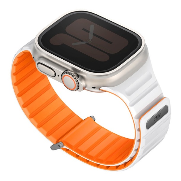 Ремешок силиконовый Uniq REVIX EVO для Apple Watch 49/45/44/42MM, (AMBER ORANGE/WHITE)