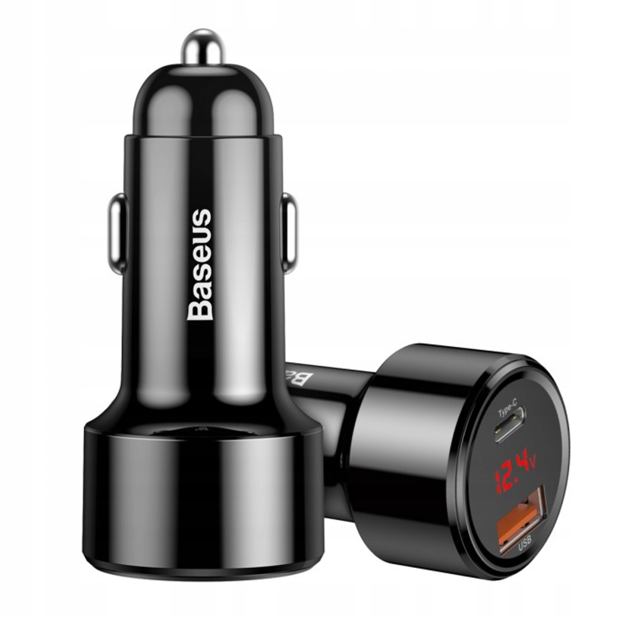 Автомобильное зарядное устройство Baseus Digital Display 2 USB-A/USB-C, 45W, черный
