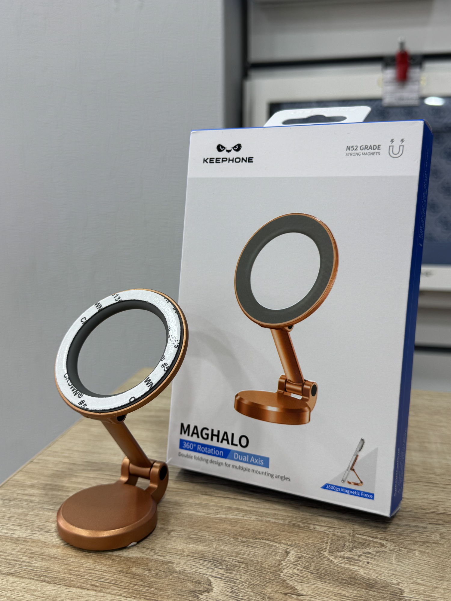 Держатель для смартфона Keephone Maghalo Magsafe Magnetic Dual Axis Stand Orange
